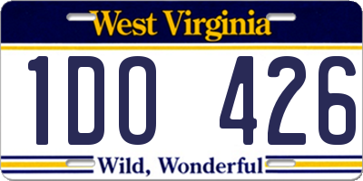 WV license plate 1DO426