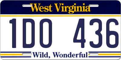 WV license plate 1DO436