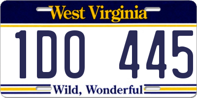 WV license plate 1DO445