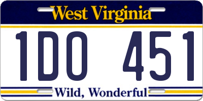 WV license plate 1DO451
