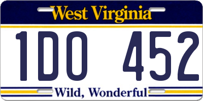 WV license plate 1DO452
