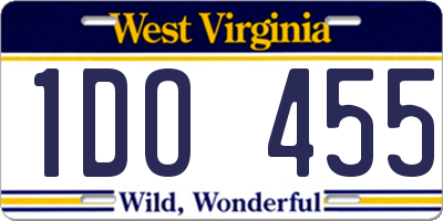 WV license plate 1DO455