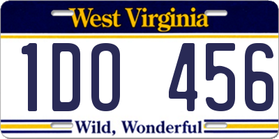 WV license plate 1DO456