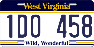 WV license plate 1DO458