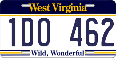 WV license plate 1DO462