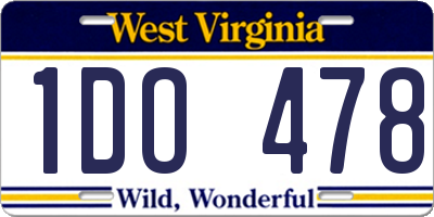 WV license plate 1DO478