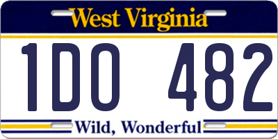 WV license plate 1DO482