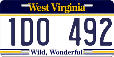 WV license plate 1DO492