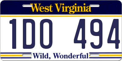 WV license plate 1DO494