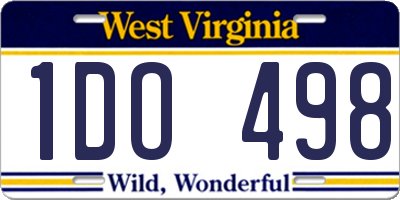 WV license plate 1DO498