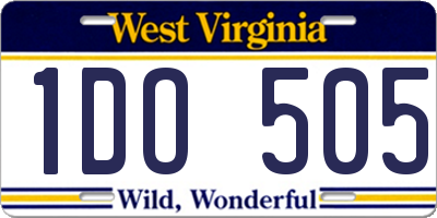 WV license plate 1DO505