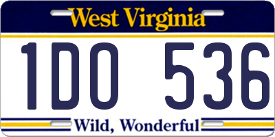 WV license plate 1DO536