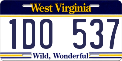 WV license plate 1DO537