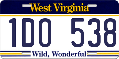 WV license plate 1DO538