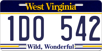 WV license plate 1DO542