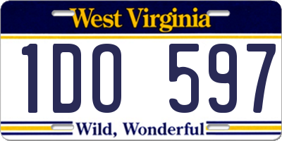 WV license plate 1DO597
