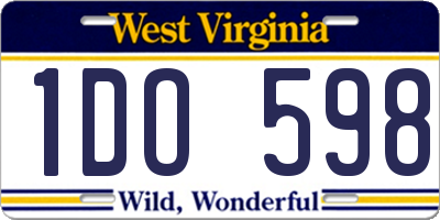 WV license plate 1DO598