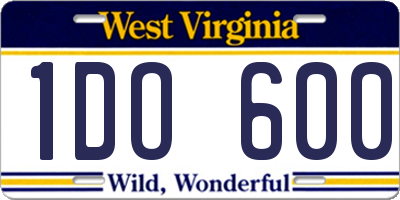 WV license plate 1DO600