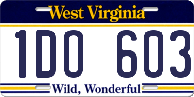 WV license plate 1DO603