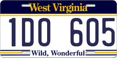 WV license plate 1DO605
