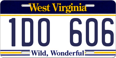 WV license plate 1DO606