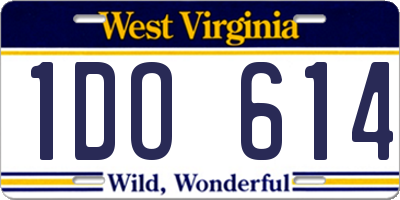 WV license plate 1DO614