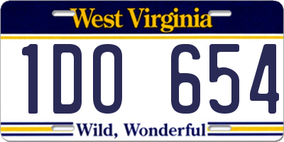WV license plate 1DO654