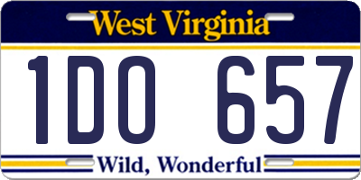 WV license plate 1DO657