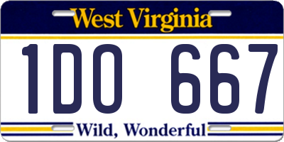 WV license plate 1DO667