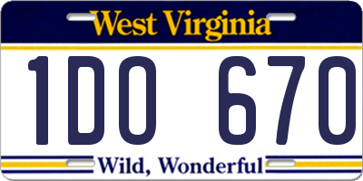 WV license plate 1DO670