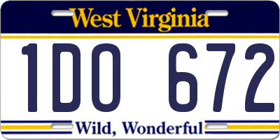 WV license plate 1DO672