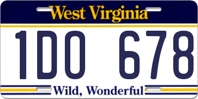 WV license plate 1DO678
