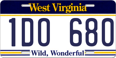 WV license plate 1DO680