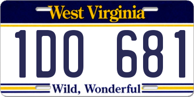 WV license plate 1DO681