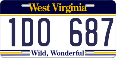 WV license plate 1DO687
