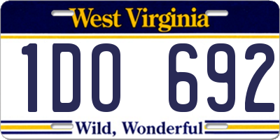 WV license plate 1DO692