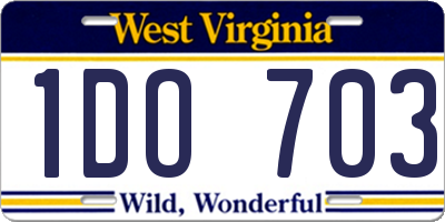 WV license plate 1DO703