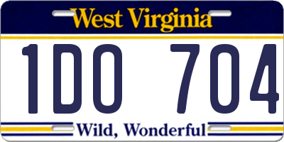 WV license plate 1DO704