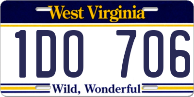 WV license plate 1DO706