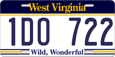 WV license plate 1DO722