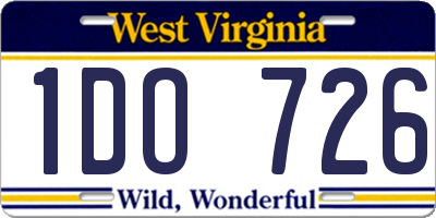 WV license plate 1DO726