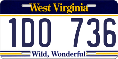 WV license plate 1DO736