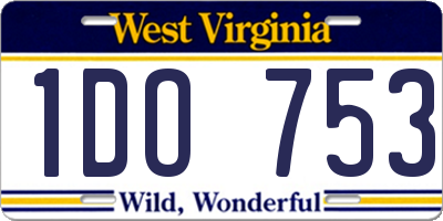 WV license plate 1DO753