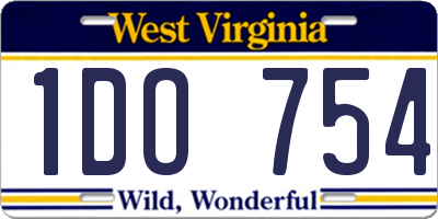 WV license plate 1DO754