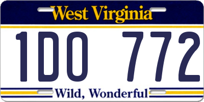 WV license plate 1DO772