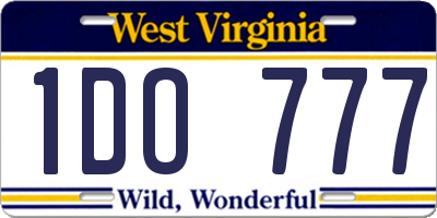 WV license plate 1DO777