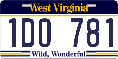 WV license plate 1DO781