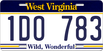 WV license plate 1DO783