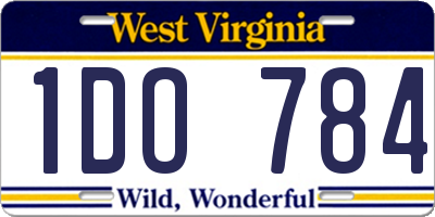 WV license plate 1DO784