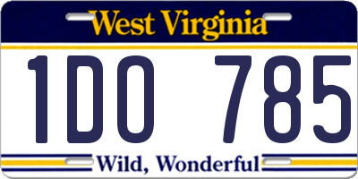 WV license plate 1DO785